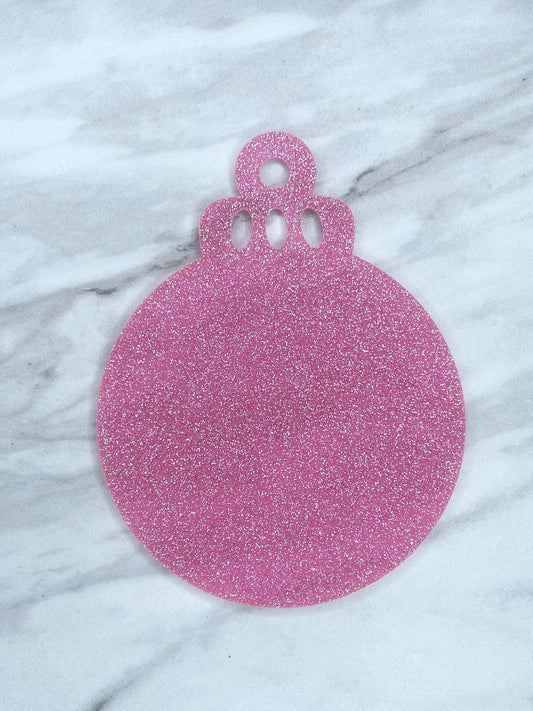 ACRYLIC ROUND ORNAMENT BLANK - PINK GLITTER (1ct)