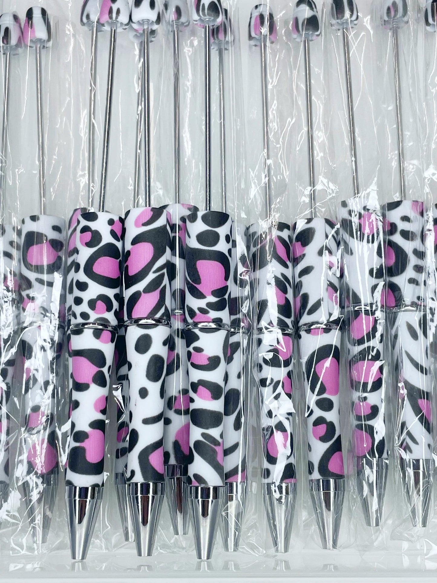 BEADABLE PLASTIC PEN PRINT PINK LEOPARD B16 (1ct)