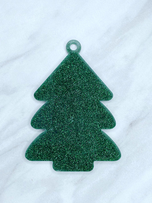 ACRYLIC TREE ORNAMENT BLANK - GREEN GLITTER (1ct)