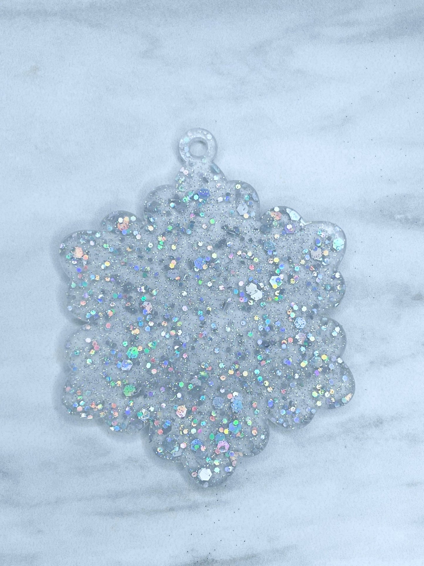 ACRYLIC SNOWFLAKE ORNAMENT BLANK - SILVER GLITTER (1ct)