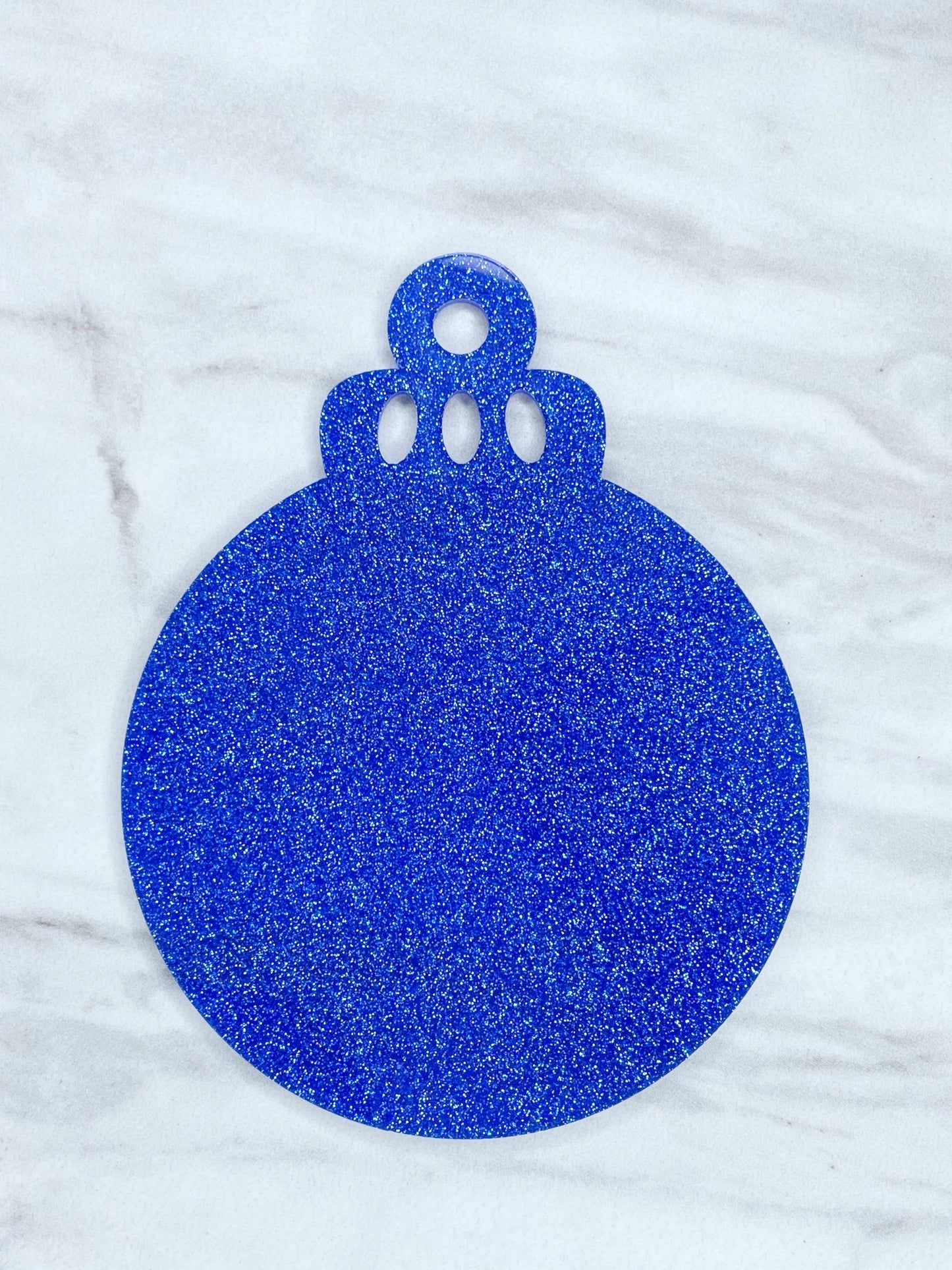 ACRYLIC ROUND ORNAMENT BLANK - DARK BLUE GLITTER (1ct)