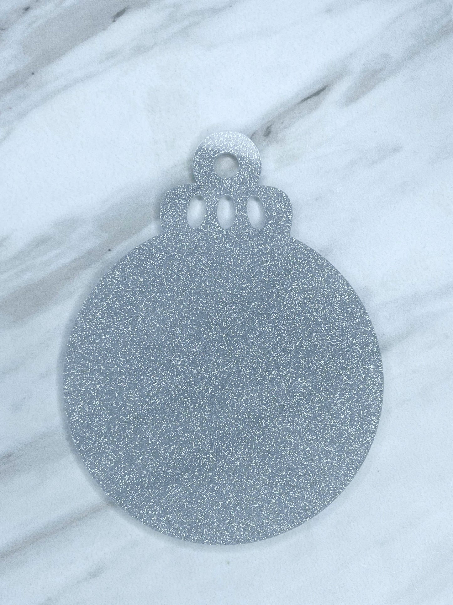 ACRYLIC ROUND ORNAMENT BLANK - SILVER GLITTER (1ct)