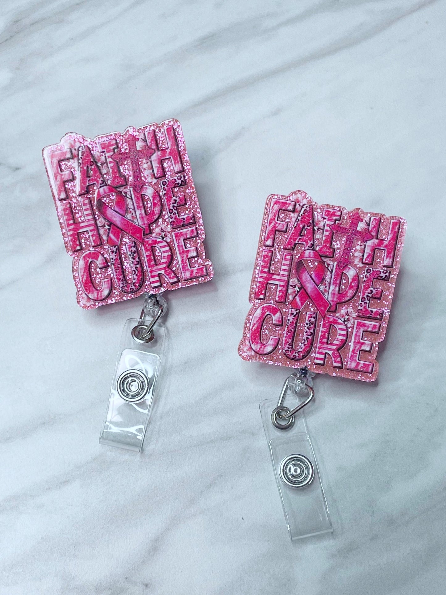 PRE-MADE BADGE REEL FAITH HOPE CURE (1ct)