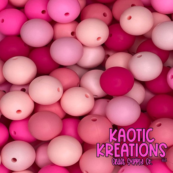 SHADES OF PINK SILICONE BEAD MIX