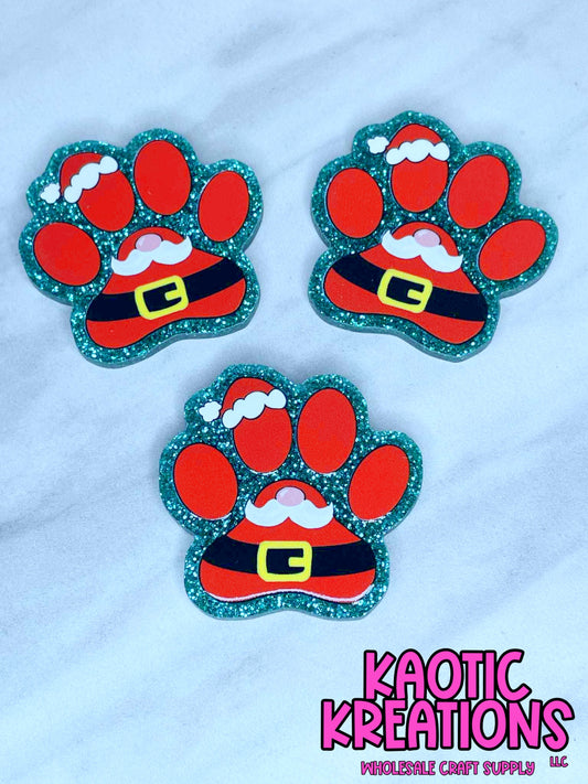 FLATBACK ACRYLIC SANTA PAW PRINT F649 (1ct)