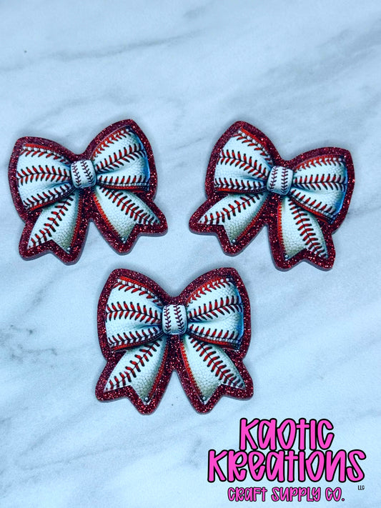 FLATBACK ACRYLIC BASEBALL BOW F680 (1ct)