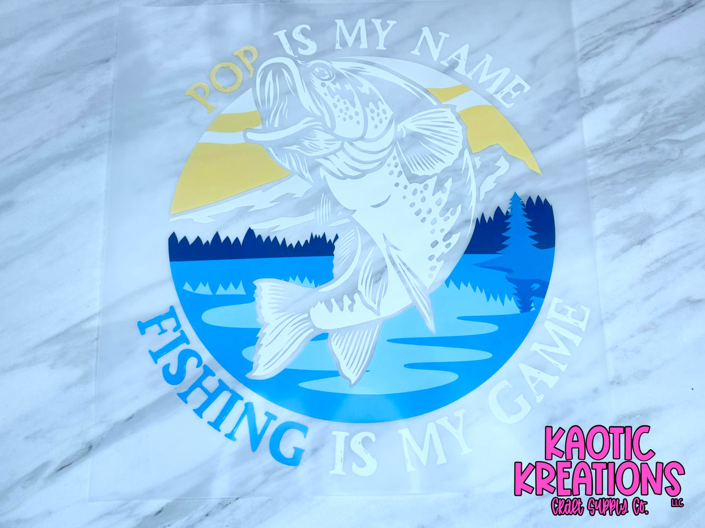 T12 - POP IS MY NAME FISHING IS MY GAME DTF T-SHIRT TRANSFER (1ct)
