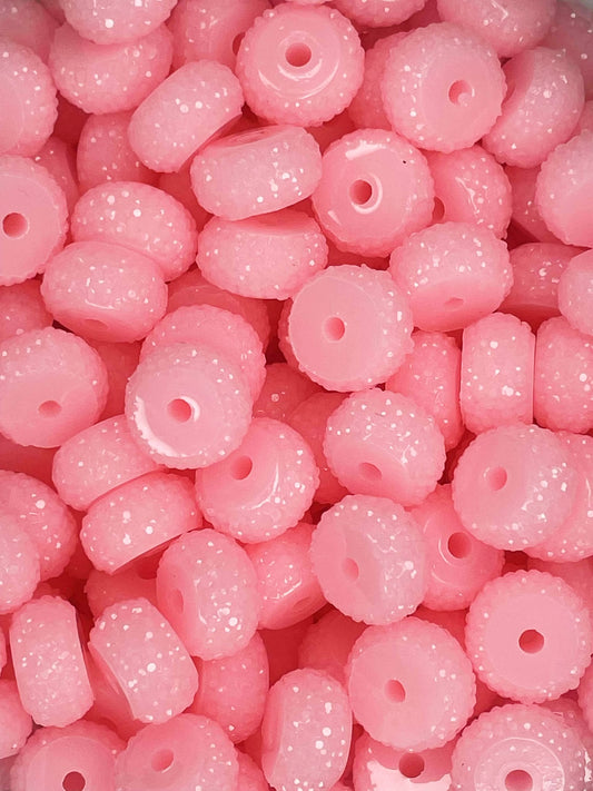 12MM RESIN RHINESTONE SPACER COTTON CANDY PINK 54 (1ct)