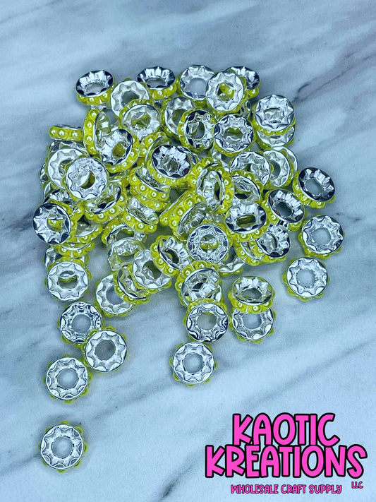 12MM LARGE HOLE PEARL SPACER YELLOW B33 (1ct)