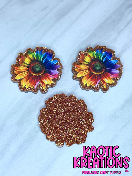 FLATBACK ACRYLIC COLORFUL SUNFLOWER F255 (1ct)