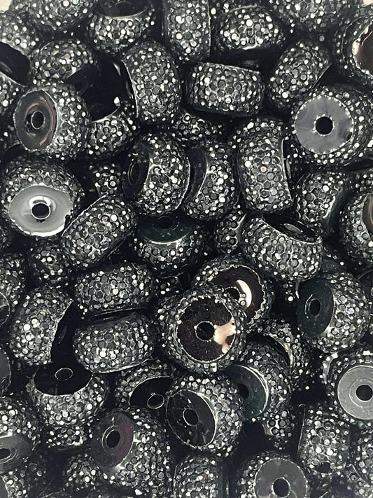 12MM RESIN RHINESTONE SPACER ONYX 48 (1ct)