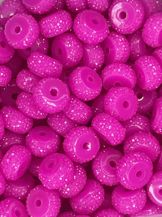 12MM RESIN RHINESTONE SPACER FUCHSIA 49 (1ct)