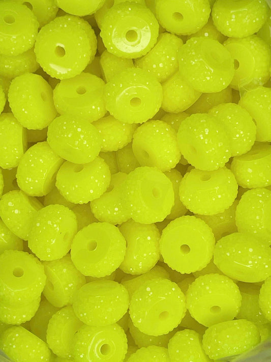 12MM RESIN RHINESTONE SPACER FLUORESCENT YELLOW 47 (1ct)