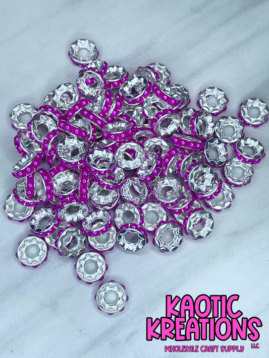 12MM LARGE HOLE PEARL SPACER DARK PINK B41 (1ct)