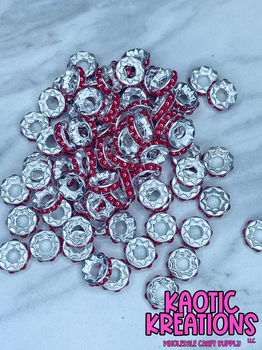 12MM LARGE HOLE PEARL SPACER RED B36 (1ct)