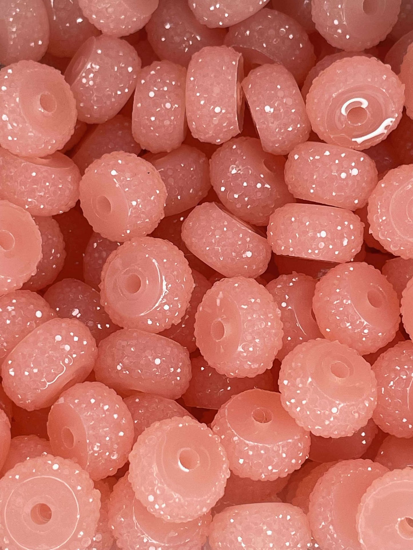 12MM RESIN RHINESTONE SPACER PEACHY 6 (1ct)