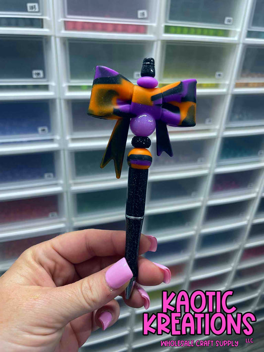 PRE-MADE BEADED PEN - HALLOWEEN JUMBO BOW (1ct)