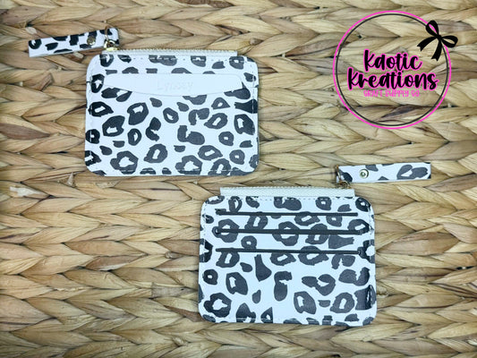 FAUX LEATHER WALLET W/ZIPPER - BLACK WHITE LEOPARD (1ct)