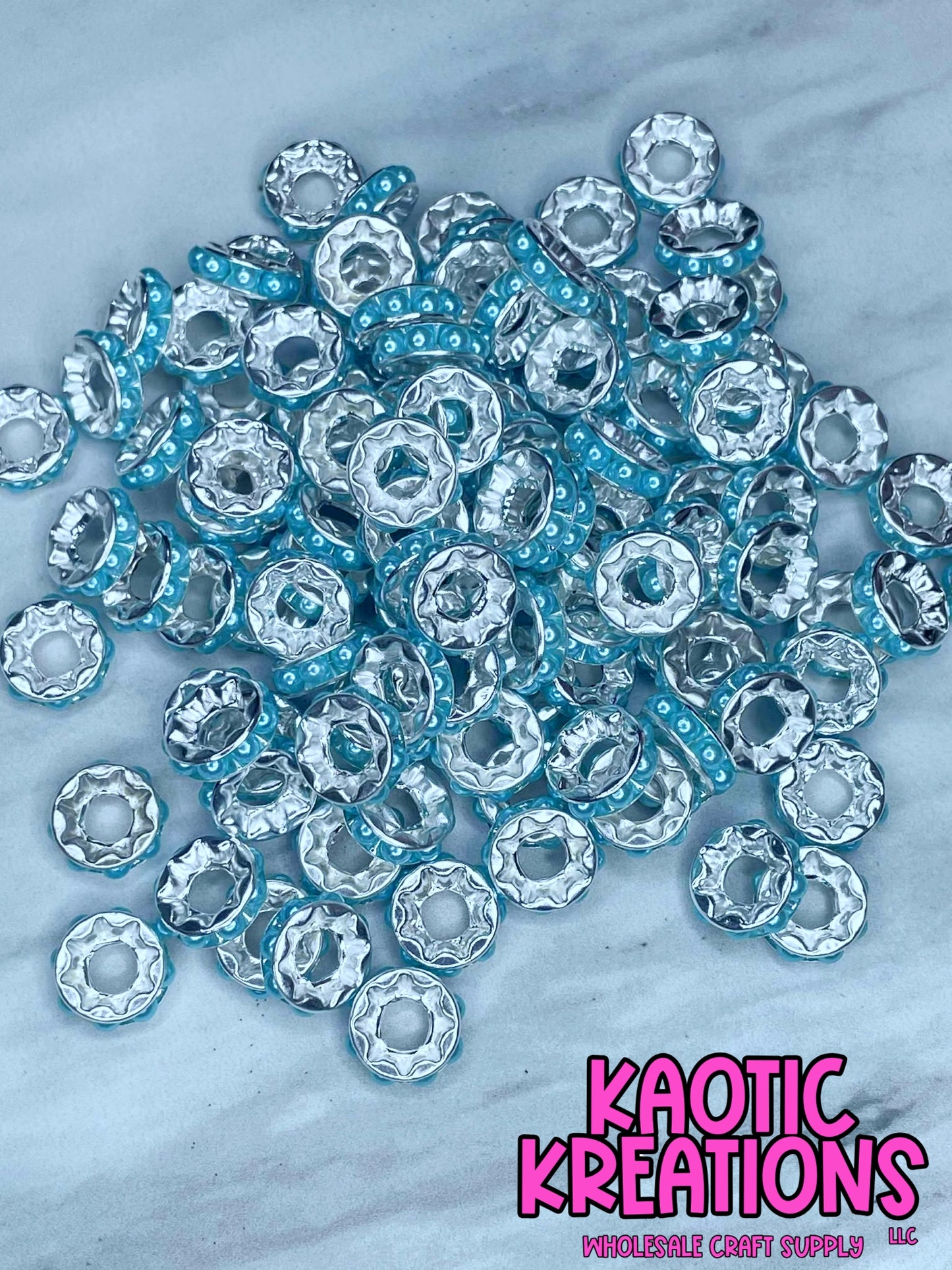 12MM LARGE HOLE PEARL SPACER LIGHT BLUE B39 (1ct)