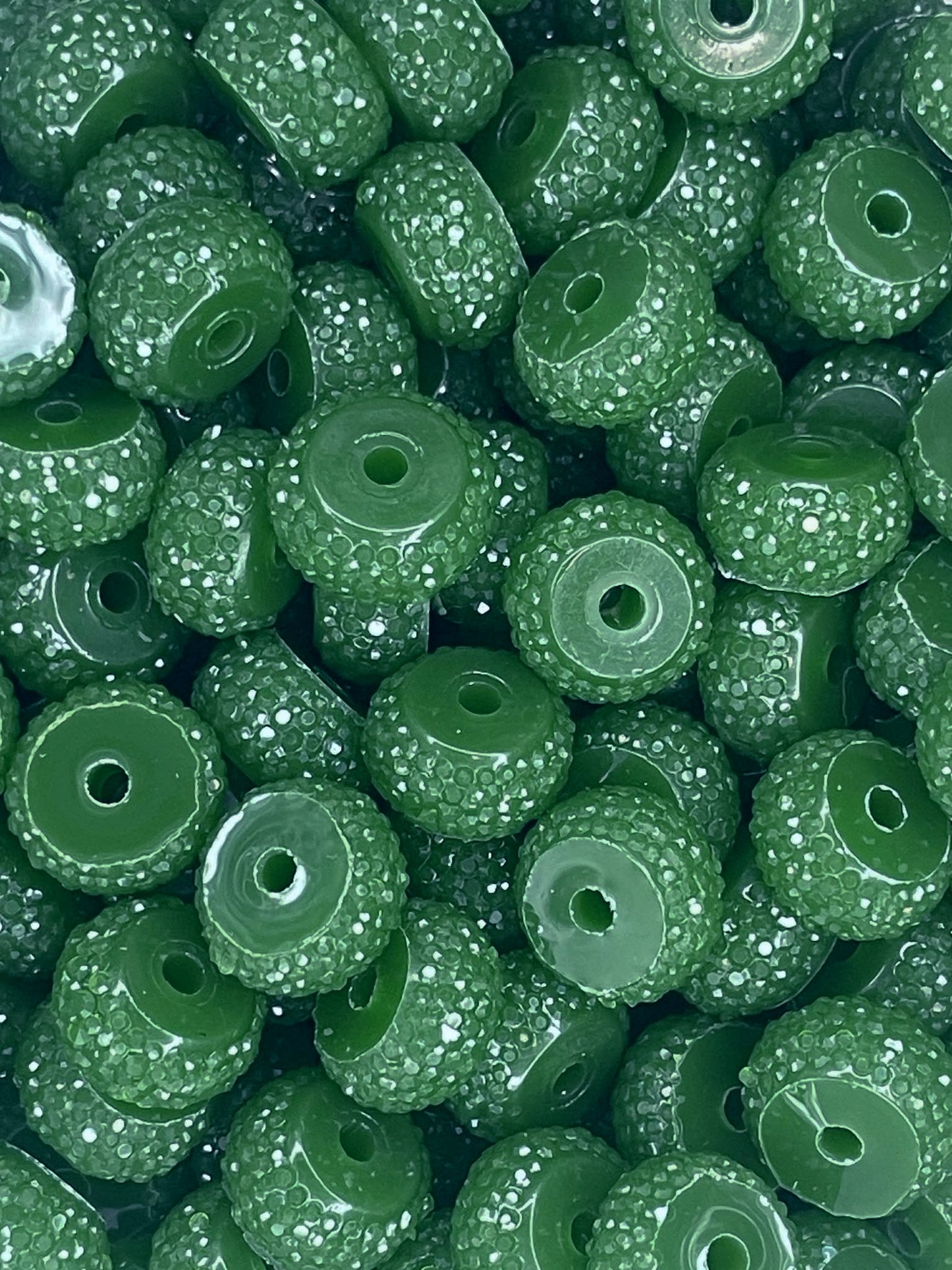 12MM RESIN RHINESTONE SPACER FOREST GREEN 19 (1ct)
