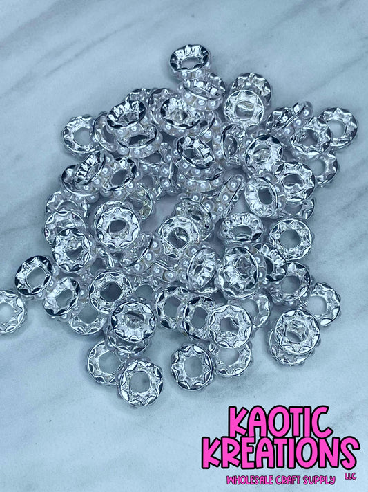 12MM LARGE HOLE PEARL SPACER WHITE B37 (1ct)