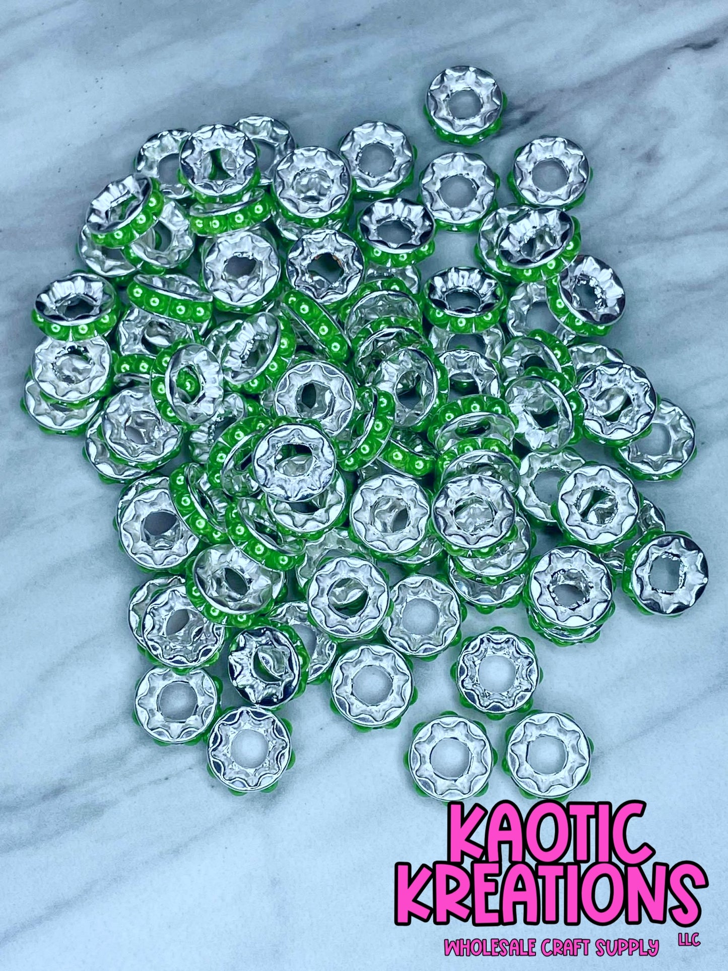 12MM LARGE HOLE PEARL SPACER LIME GREEN B42 (1ct)