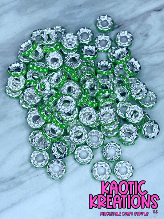 12MM LARGE HOLE PEARL SPACER LIME GREEN B42 (1ct)