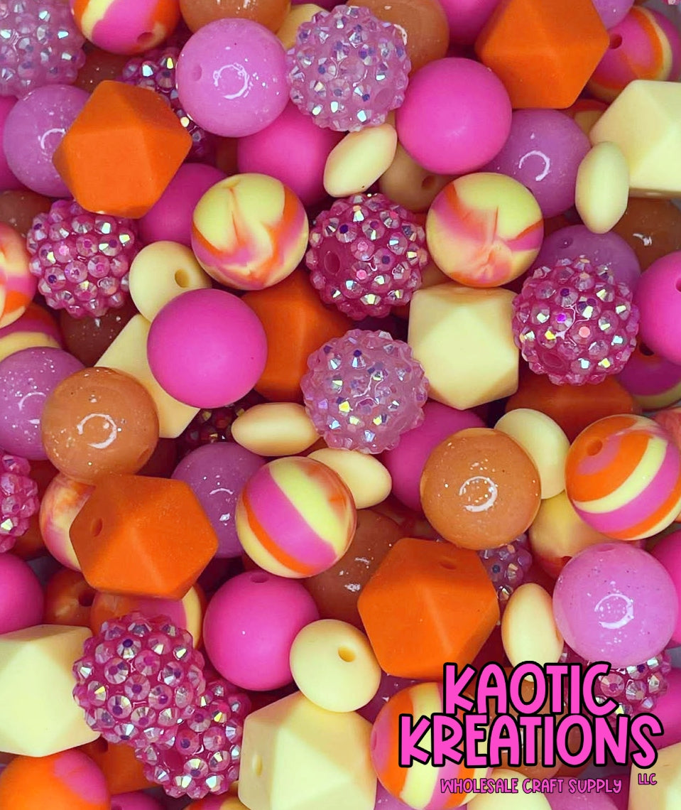 *KAELANN'S KREATION* CAROLINA SUNSET ACRYLIC SILICONE BEAD MIX #11 (45ct)