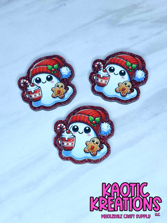 FLATBACK ACRYLIC BEANIE CHRISTMAS GHOST F375 (1ct)