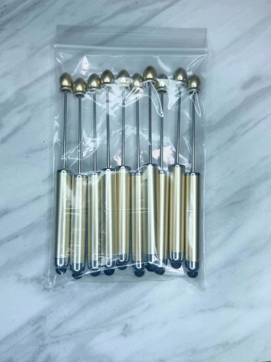 (SHOP DESTASH) 2-N-1 BEADABLE STYLUS PENS GOLD (10ct)