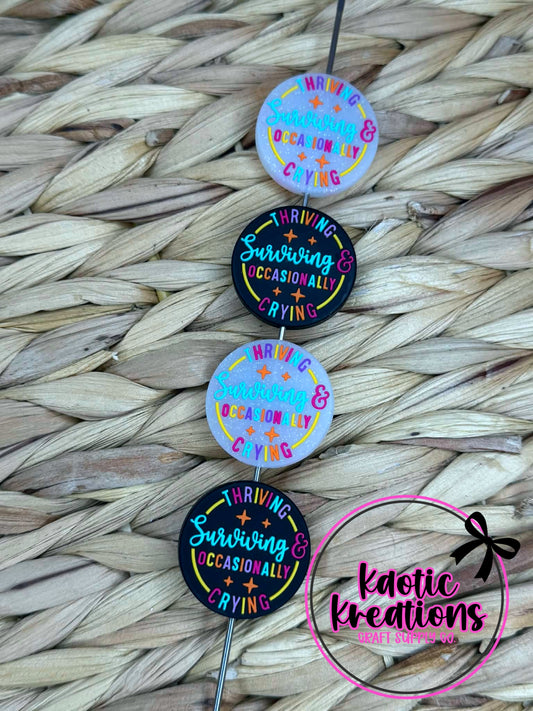 THRIVING SURVIVING & OCCASIONALLY CRYING SILICONE FOCAL (1ct)