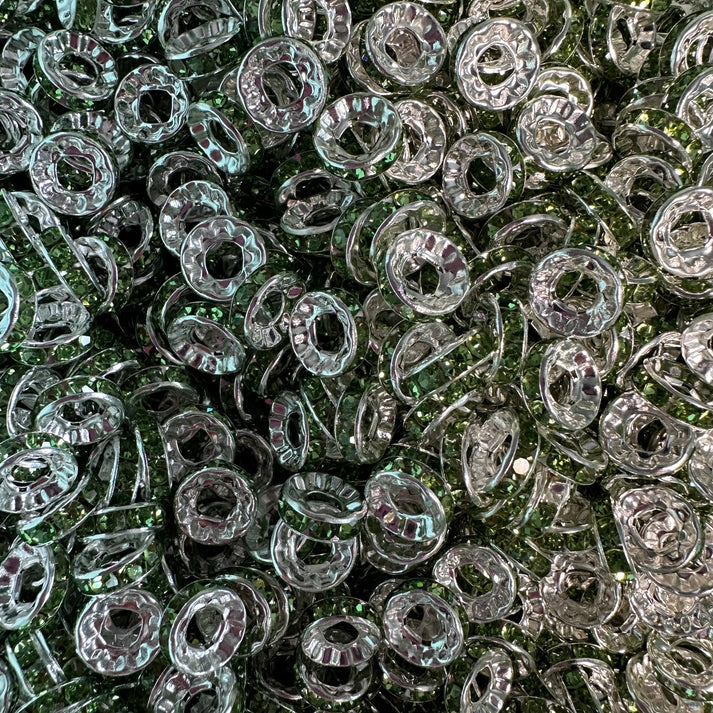 10MM LARGE HOLE RHINESTONE SPACERS (10ct)