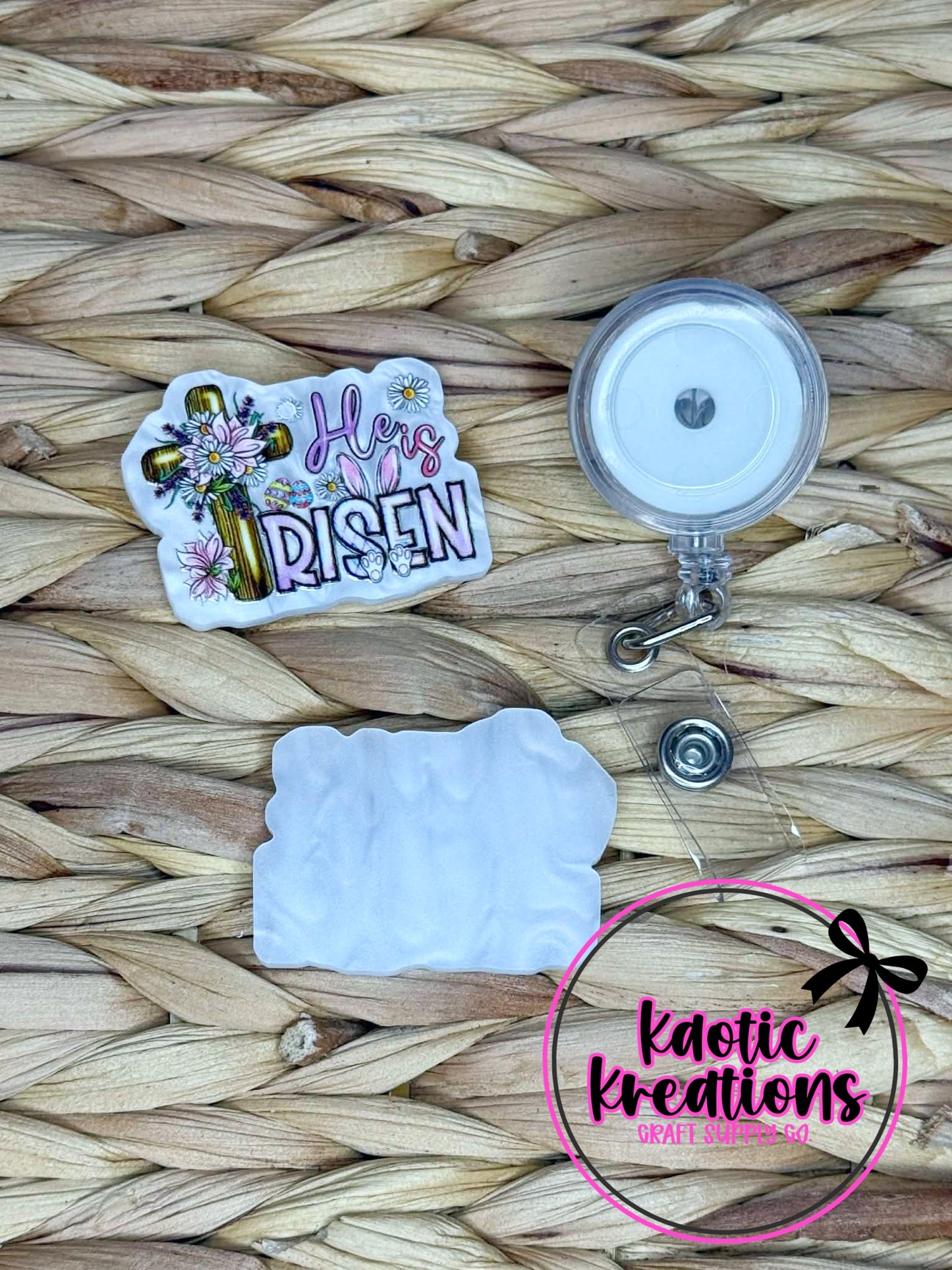 *CUSTOM* FLATBACK ACRYLIC 31mm X 42mm HE IS RISEN F206 (1ct)