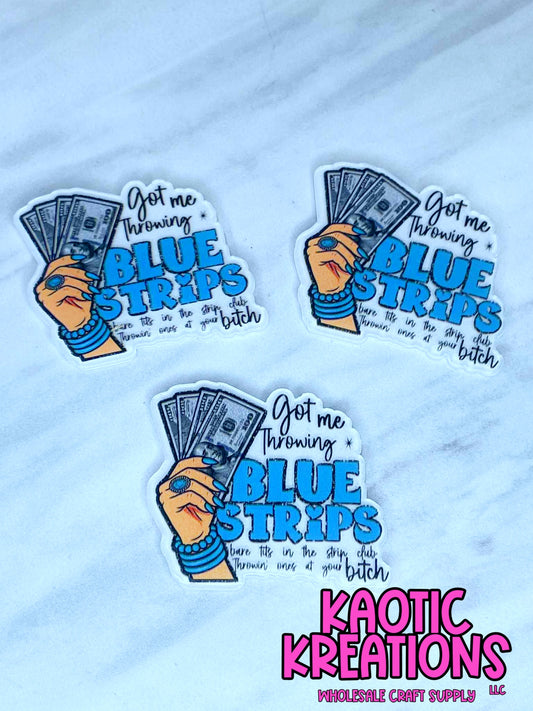 FLATBACK ACRYLIC BLUE STRIPS F582 (1ct)