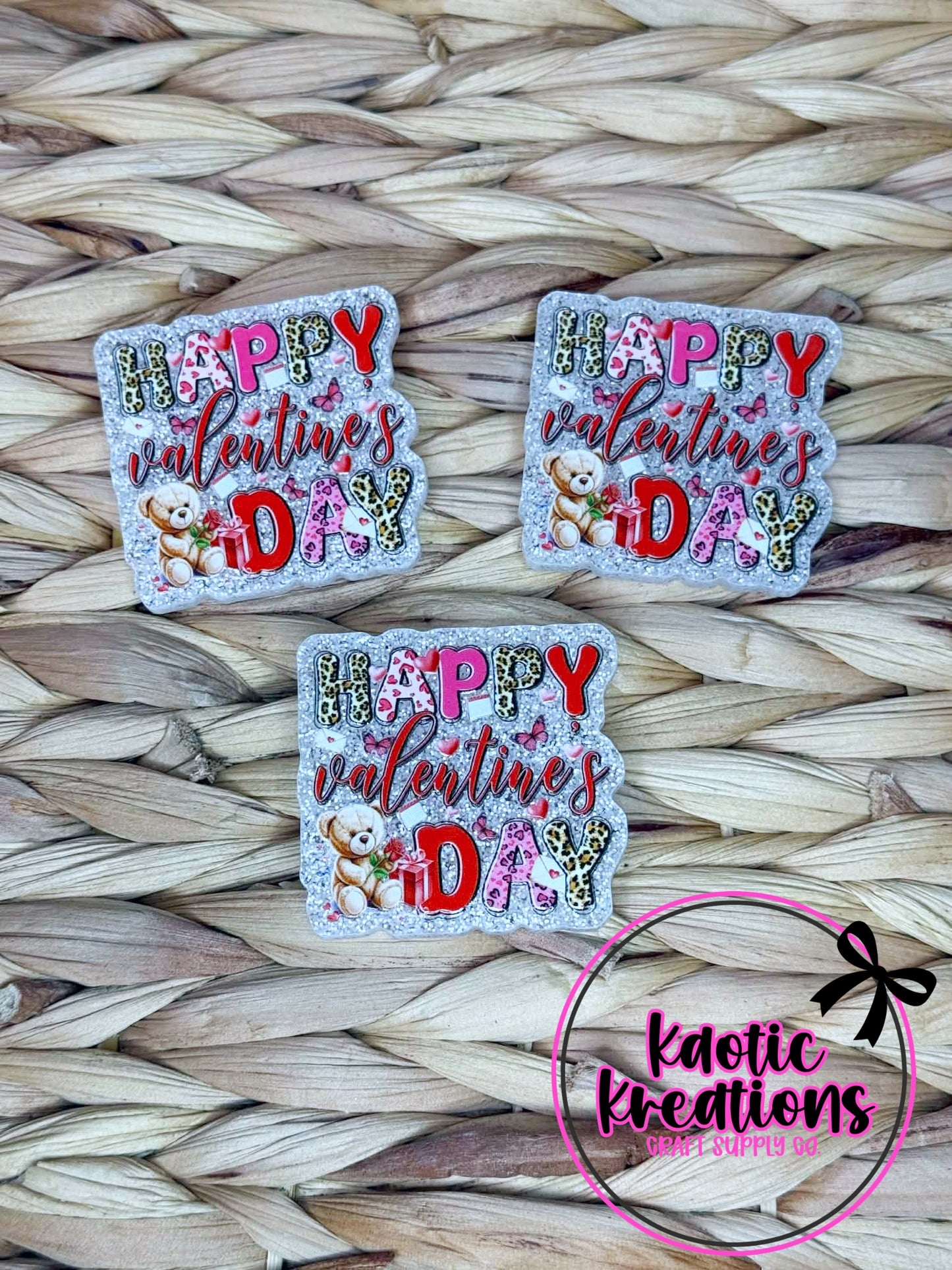 FLATBACK ACRYLIC 43mm X 40mm HAPPY VALENTINE'S DAY F94 (1ct)