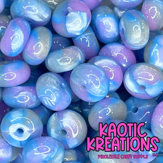 14MM GLITTER JELLY ABACUS BLUE/PURPLE SWIRL (1ct)