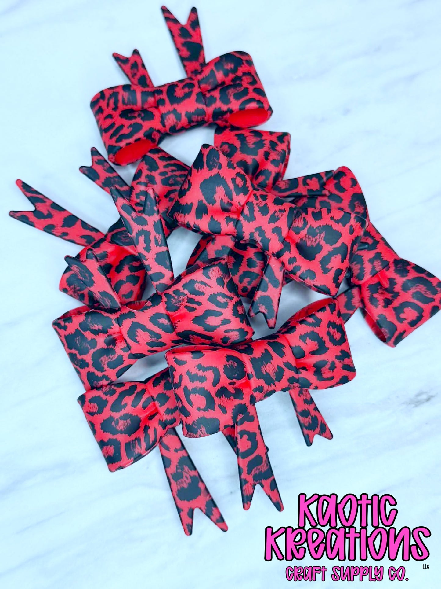 BEADABLE JUMBO SILICONE BOW RED LEOPARD (1ct)