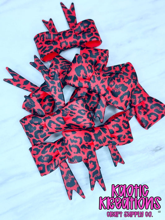 BEADABLE JUMBO SILICONE BOW RED LEOPARD (1ct)