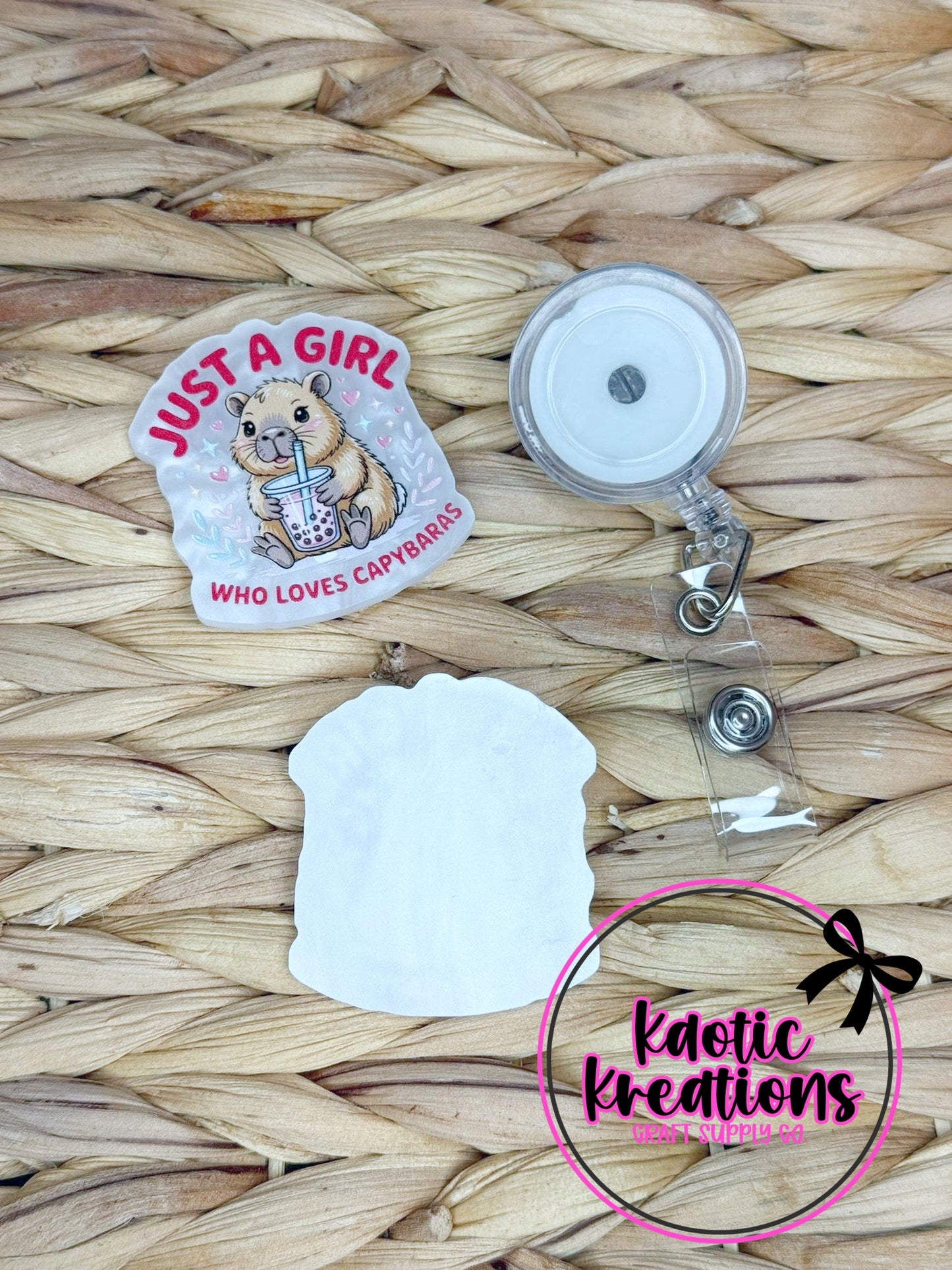 *CUSTOM* FLATBACK ACRYLIC 43mm X 48mm JUST A GIRL WHO LOVES CAPYBARAS F61 (1ct)