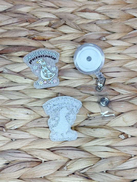 *CUSTOM* FLATBACK ACRYLIC 42mm X 48mm PROFESSIONAL PROCRASTINATOR F30 (1ct)