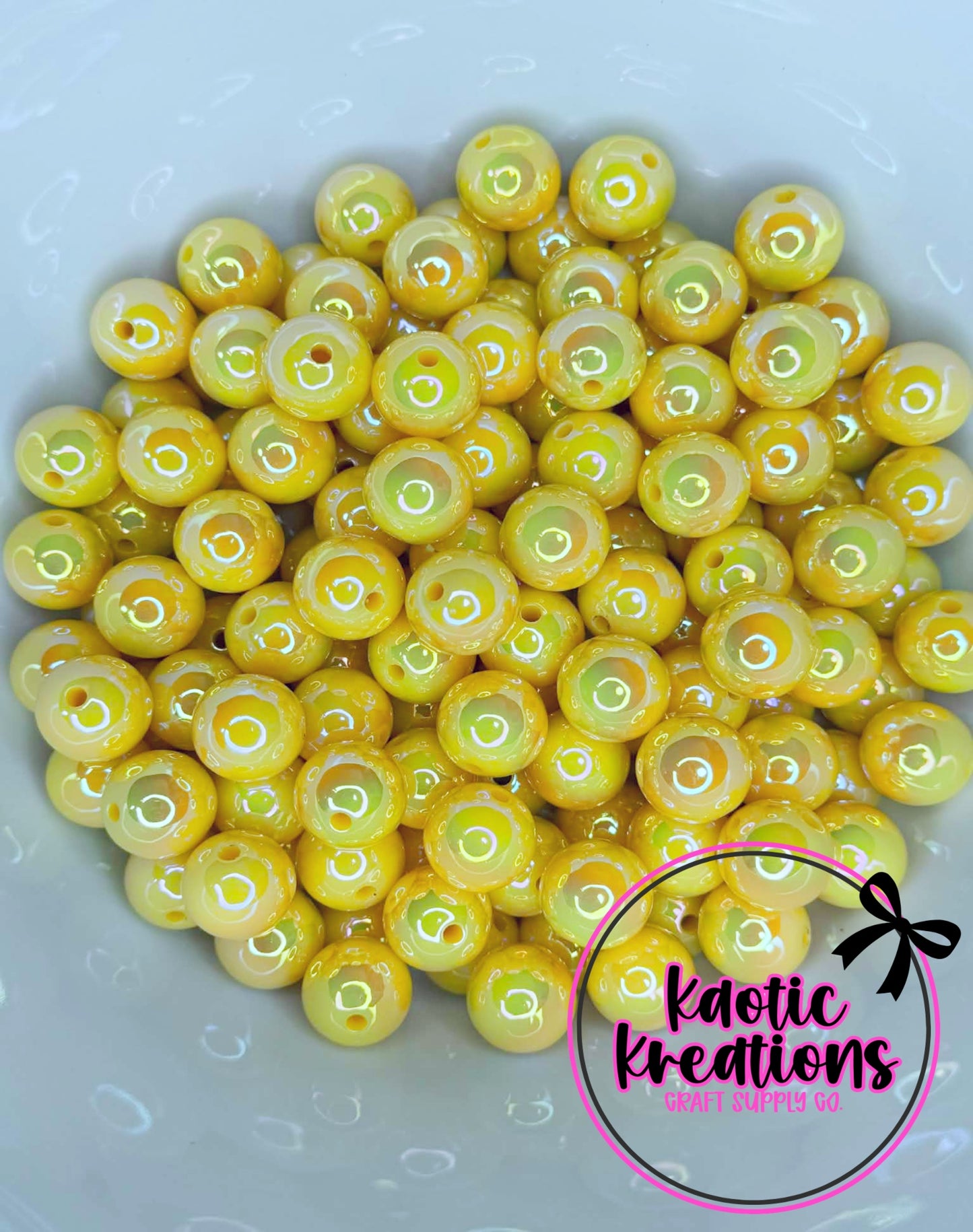 16MM OPAL ACRYLIC BEAD SUNSHINE YELLOW OP3 (1ct)