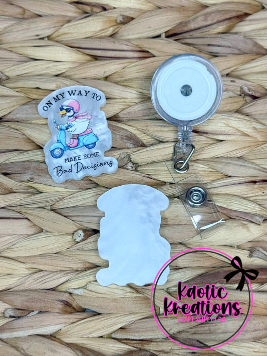 *CUSTOM* FLATBACK ACRYLIC 34mm X 48mm BAD DECISIONS F137 (1ct)