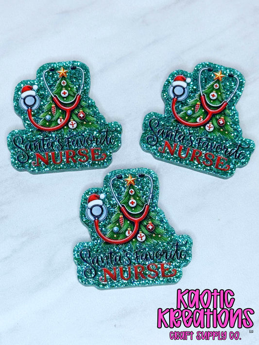 FLATBACK ACRYLIC SANTA'S FAVORITE NURSE F446 (1ct)