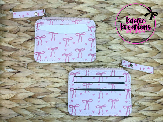 FAUX LEATHER WALLET W/ZIPPER - PINK RIBBON (1ct)