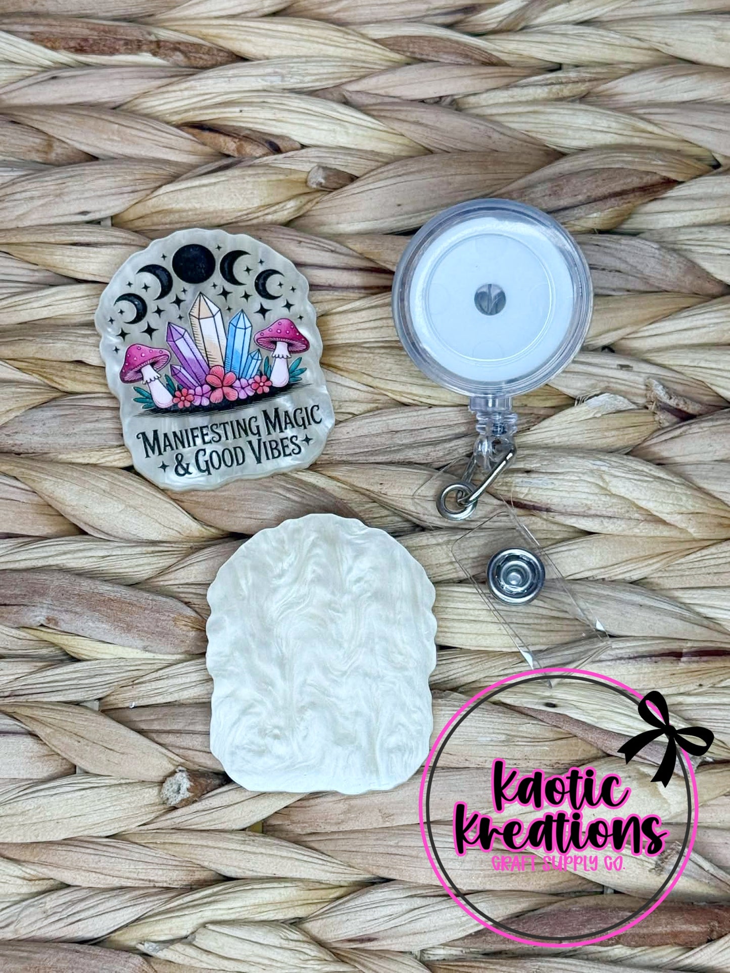 *CUSTOM* FLATBACK ACRYLIC 33mm X 42mm GOOD VIBES F260 (1ct)