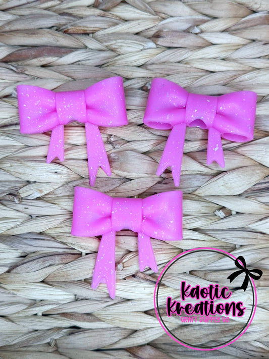 D40 BEADABLE JUMBO SILICONE BOW PINK CONFETTI GLITTER (1ct)