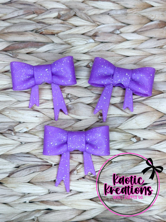 D35 BEADABLE JUMBO SILICONE BOW PURPLE CONFETTI GLITTER