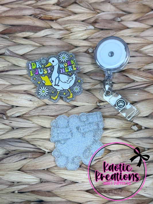 *CUSTOM* FLATBACK ACRYLIC 51mm X 53mm IDK I JUST WORK HERE F451 (1ct)