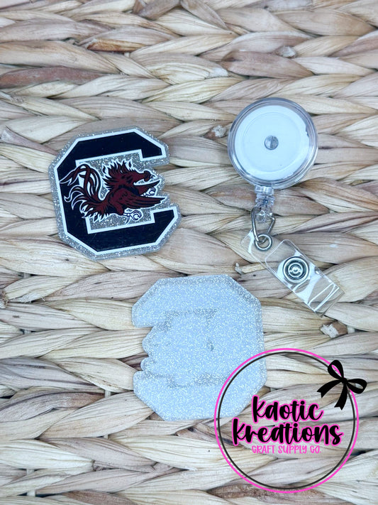 *CUSTOM* FLATBACK ACRYLIC 49mm X 52mm GAMECOCKS F456 (1ct)