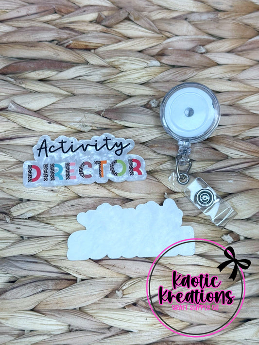 *CUSTOM* FLATBACK ACRYLIC 68mm X 33mm ACTIVITY DIRECTOR F223 (1ct)